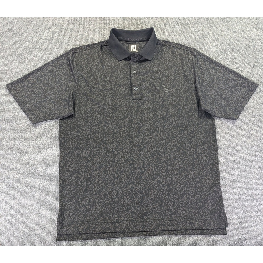 FootJoy Mens Floral Paisley Golf Polo Shirt Black Gray M 26025